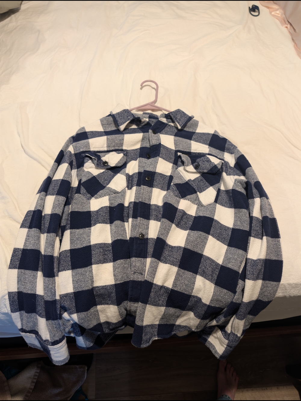 Blue and White Buffalo Plaid Button-Up Shirt